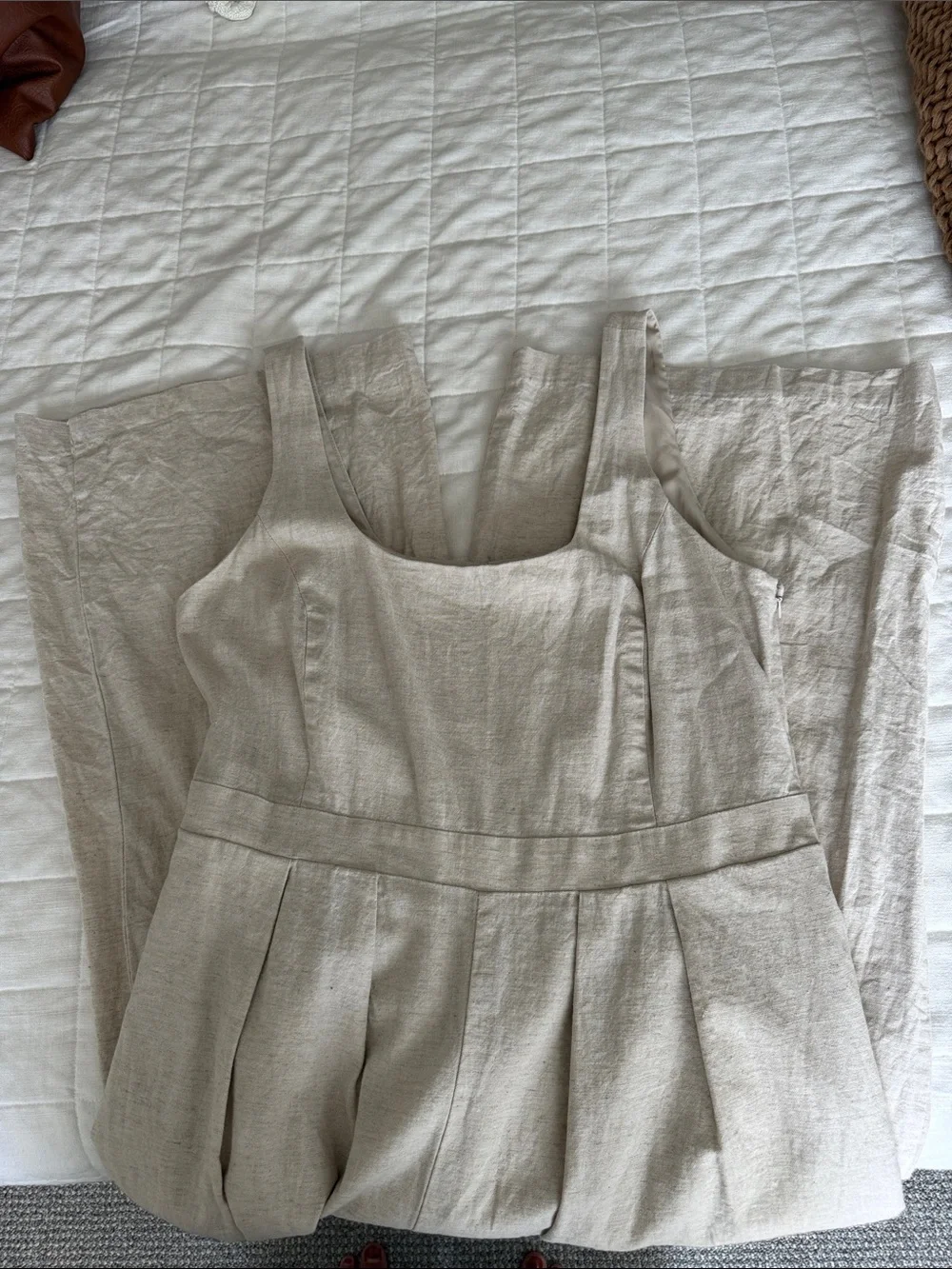 Banana Republic Cream Sleeveless Midi Jumpsuit